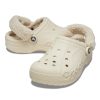 Crocs Baya Lined Fuzz Strap Clog bézs bélelt uniszex papucs