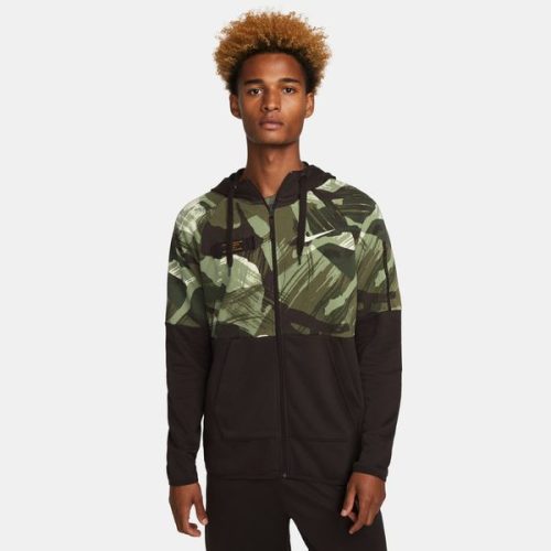 Nike Dri FIT Fleece Men s Full Zip Camo Fitness Hoodie