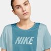 Nike Dri FIT One Womens Color Block Short Sleeve Training Crop Top