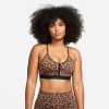 Nike Indy Womens Light Support 1 Piece Pad V Neck Leopard Print Sports Bra