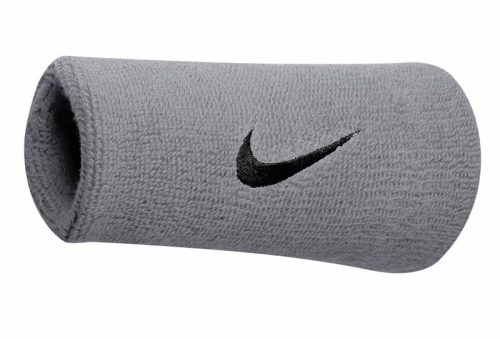 NIKE SWOOSH DOUBLEWIDE WRISTBANDS 2PK MATTE SILVER BLACK